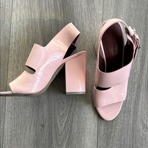 NWOT Alexander Wang Pink Patent Leather Block Heel Sandals Sz 7